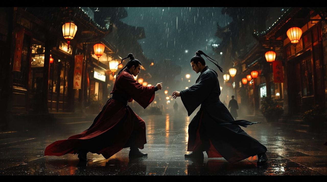 一代宗师 代表场景：雨夜金楼，一代宗师的武林从此散场